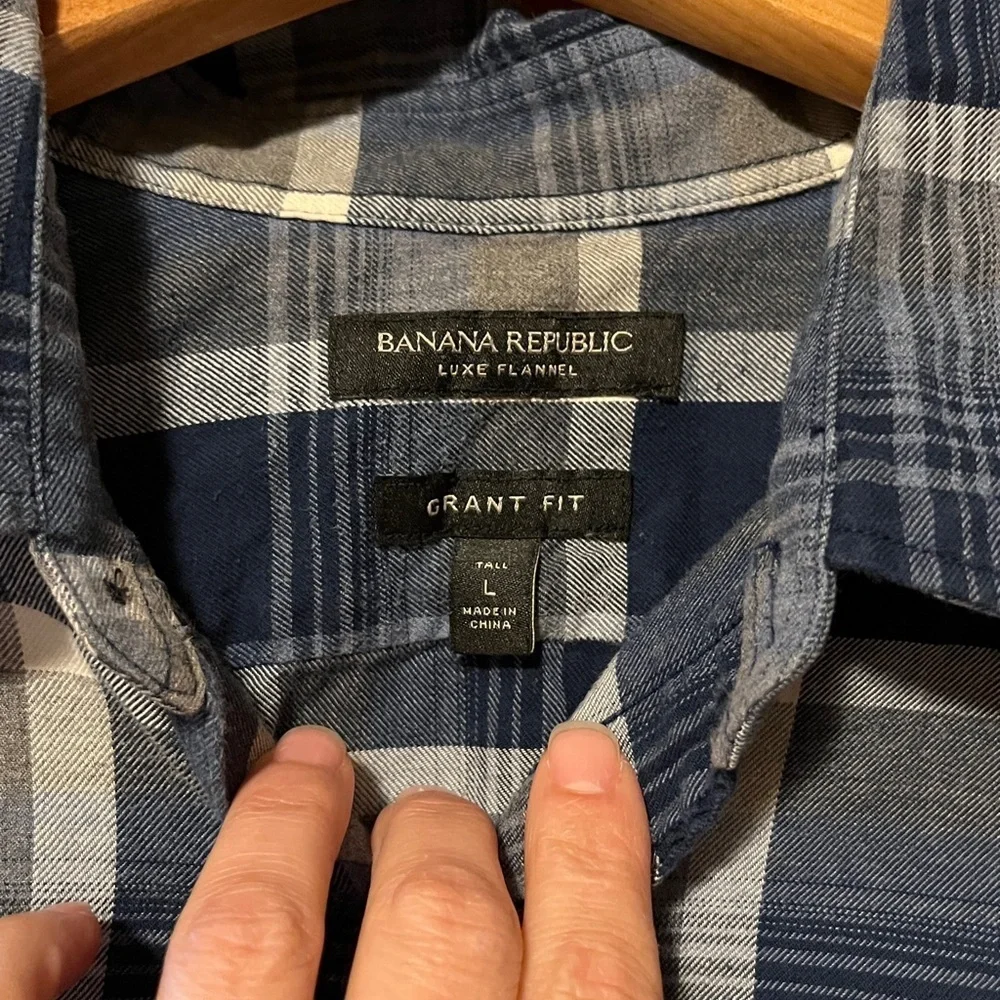 Banana Republic Navy and White Plaid Shirt